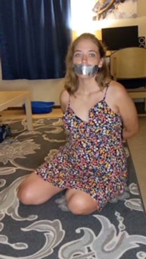 Girl duct taped and touched