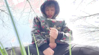 Twink Solo Outdoor Cumshot Compilation with Big Cock Masturbation