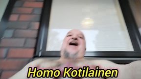 finnish gay homo kotilainen jerking and cumming on his balcony in kuopio.