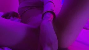 you lube me up and stick a huge dildo inside me under the neon moonlight - arina fox