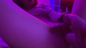 you lube me up and stick a huge dildo inside me under the neon moonlight - arina fox
