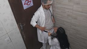 Doctor and nurse can&#039;t resist and have sex in the hospital bathroom during their shift