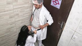Doctor and nurse can&#039;t resist and have sex in the hospital bathroom during their shift