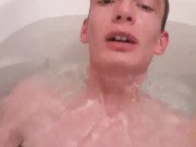 Very skinny teen shows himself putting his head underwater
