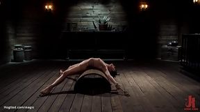 Bound brunette Kristen Scott takes bizarre bondage punishment