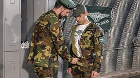 Military Sausage - Mischievous Latino Trooper Guzzles The Stringent Sergeant's Stud Prick For Not Being Ready