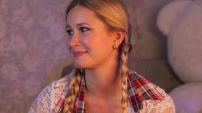 Pretty woman chooses a dildo for her pussy