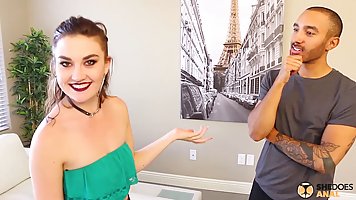 Kat Monroe is eagerly sucking a massive, black cock, while taking another one from the back