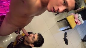 Birthday party ends in legendary blowjob with cleaning boy