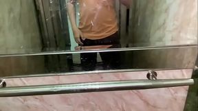 Wandering on the dirty elevator and messy stairs resulted to a massive cumshot