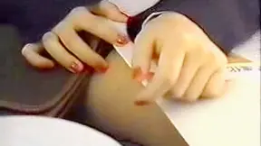 Sexy and pretty office lady is showing her shaved pussy