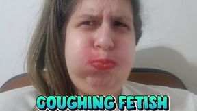 Coughing with Red Lipstick and shut mouth – Puffy Cheeks and Intense Struggle to Hold It In