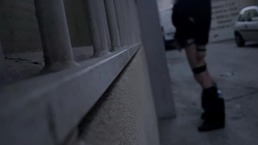 Amateur boys pissing in the street, one tries a quick blowjob