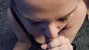 blonde princess gets on her knees for her dominant and sucks his cock