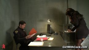 Shemale Feral Cop Office Fuck