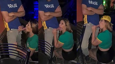 Fiz um boquete em desconhecido em festa na comemoração do jogo do Brasil