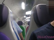 Public pussy flash in the train.Sexy girl touches her pussy in front of people Real Risky