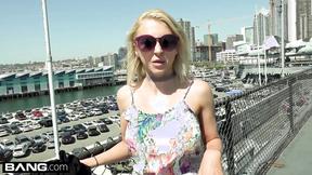 ”Blonde hottie convinced to have some fun on a boat”