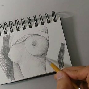 How to draw boobs easy pencil art ( step sister&#039;s boobs)