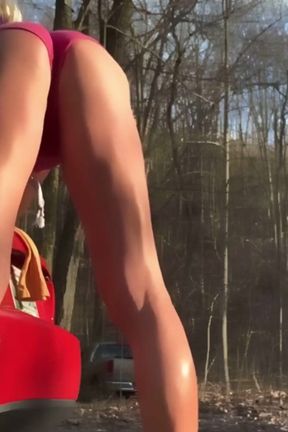 Slutty Sissy Gym, Bus Stop, Booty Shorts Dildo Assfuck