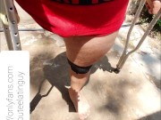 Amputee guy walking with crutches