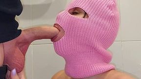 Clueless Dude Gets Mind-Blowing Sloppy BJ from Masked Stepsister, Cums Hard in 69