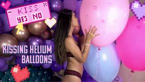 Gaby Kissing Big Helium Balloons - 4K