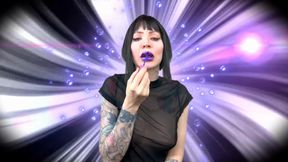 Violet gothic lips, soft kisses - LIPSTICK FETISH, LIP FETISH, KISS, KISSING, POV