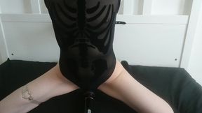 bound skeleton girl cums fast and loud | Halloween Special!