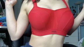 Aurora Tries On Her New Red Sports Bra