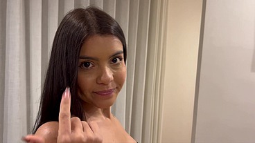 A beautiful Latina with a perfect body is caught off guard and fucked by a big cock in her tight, wet pussy until she cums