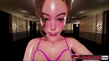 3D anime babe gets creampied in missionary position