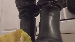 Jax Crushes Banana and Orange with her Guess Boots