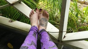 Dirty Soles get Wet Walking Barefoot in the Rain, Wrinkled Soles Inspected & Stroked - POV Female Point of View! WMV Version
