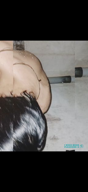 Hot teenager boy bathing naked , slim and skinny body need pleasure