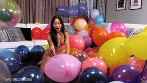 Mass Balloon Pop Compilation #1 starring Summer Raez, Sushii Xhyvette, Sydney Paige, & Ziva Fey - 4k