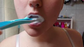 brushing my teeth