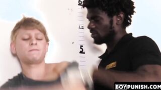 Twink perp was given a rough interracial beating