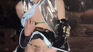 【女装】野外でコスプレオナニー【VOCALOID 初音ミクthree】