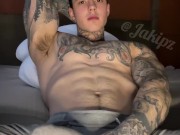 Jakipz Stroking His Massive Cock And Precumming In Gray Sweats