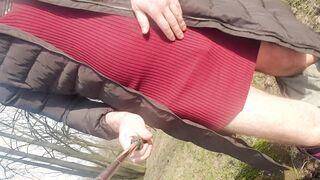 Femboy Posing, Displaying Bum in Park