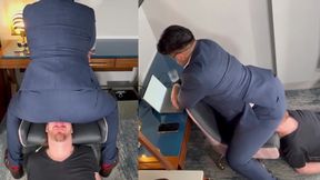 Facesitting fart sniff boy gets face ass worshipped for promotion