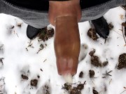 Risky jerk off at work and cum inside condom