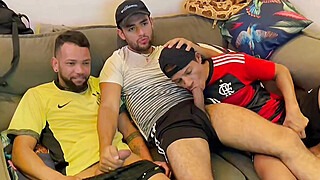 AFTER THE MATCH ON TV, FOOTBALL GAME ENDS IN AN ORGY