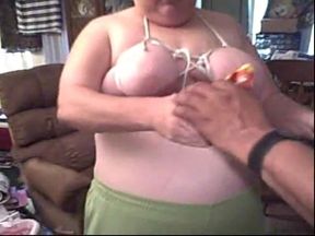 I demo self breast bondage nipple play