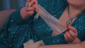 Unexpected Cock Biting from Sadistic Humiliating MILF Mistress in Rubber Gloves with Long Nails