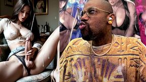 tall transgender shooting pure white cum out of her thicc ass girl cock, ai generated