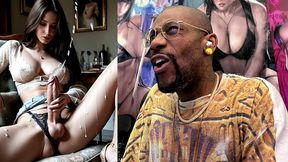 tall transgender shooting pure white cum out of her thicc ass girl cock, ai generated