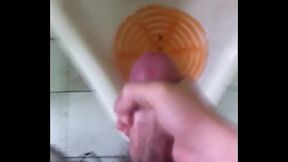 Jerkand cum on university restroom