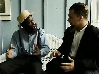 Ebony and white studs gets oral sex from Amish playgirl